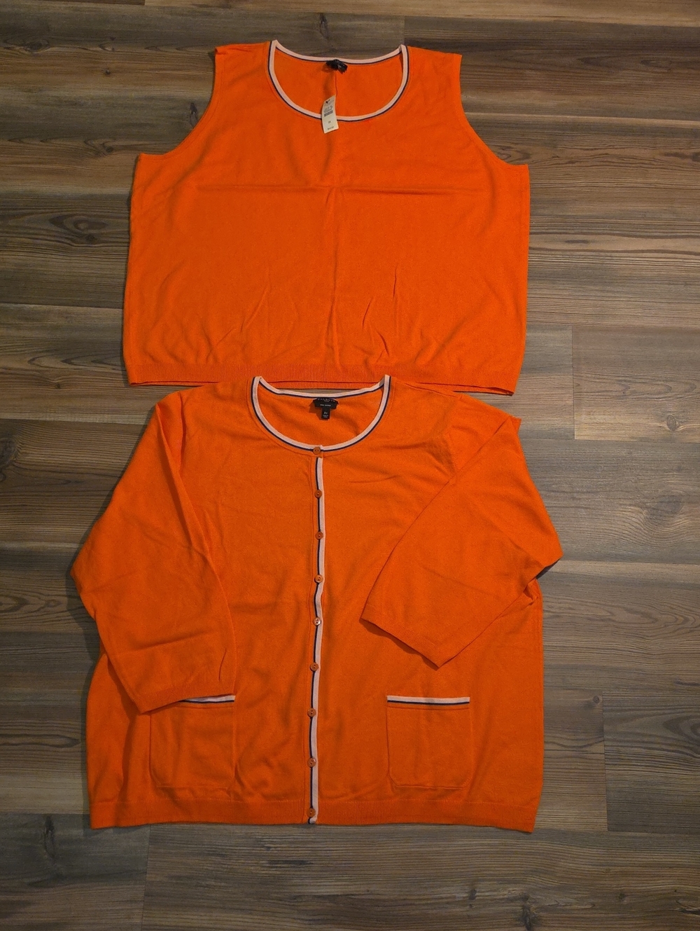 Talbots Bright Orange Two-Piece Shell & Cardigan Set - Picture 1 of 1